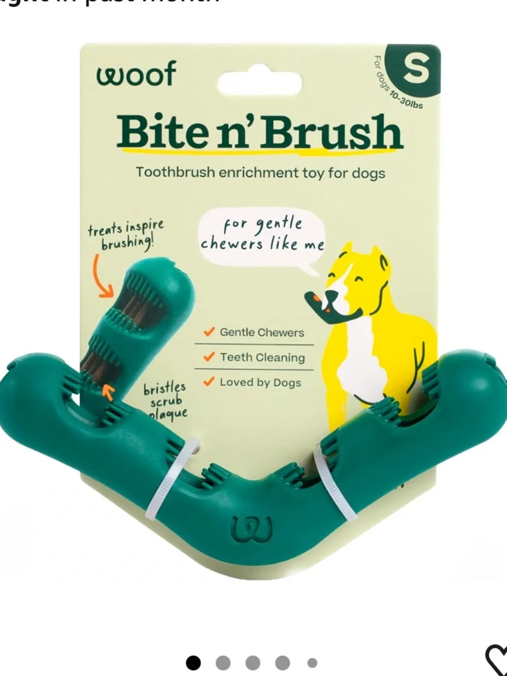Woof Bite n' Brush Dental Toy & Refill treats Dark Green